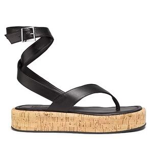 NWT - Schutz,Tessie Leather Platform Sandals, Black, 9.5 Black Strappy Sandals